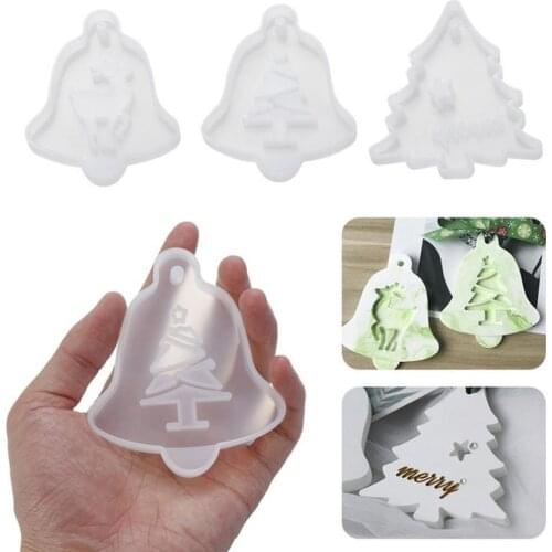 Christmas Tree Bells Silicone Mold Poppies Elk Shape Epoxy Crystal Craft Ornament Tools Bag Diy Mould Casting Decor For Jew X3V1