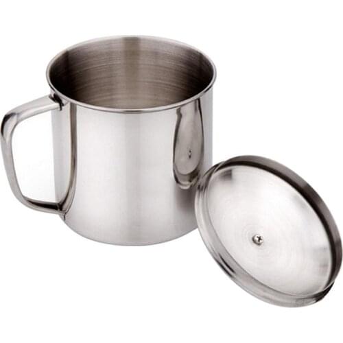 8.5*7.8cm Stainless Steel Cup With A Cup Cover Metal Drinkware Color Gadget Cups Drinking With Lid Silver Children L5U6