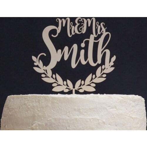 Wedding cake topper with personalized surname, Personalized wedding cake topper, Rustic wedding cake topper, Custom wedding Cake