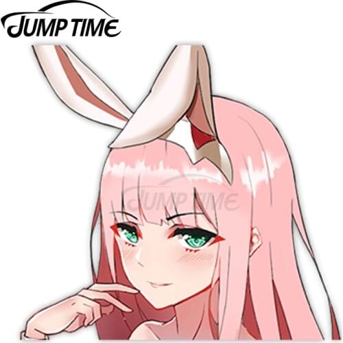 Jump Time Darling in the Franxx Zero Two 7 Sexy Cute Anime Girl Vinyl Decal Waifu Peeker Big Head Car Stickers