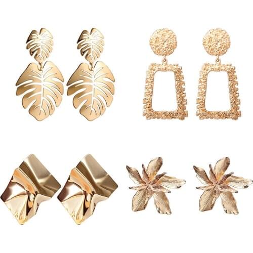 Vintage Heavy Metal Classic Earrings 2020 Statement Leaf Drop Dangle Earrings for Women Geometric Fashion Modern Lady Jewelry