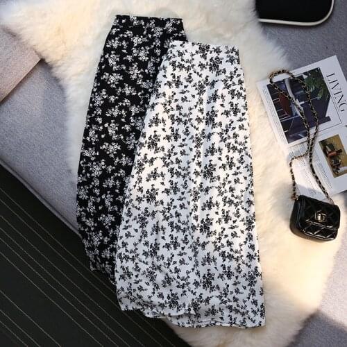 Floral Long Korean Fashion Style Autumn Summer Skirts For Vintage Kawaii WomenS 2021 Clothes High-Waisted Skirt Harajuku