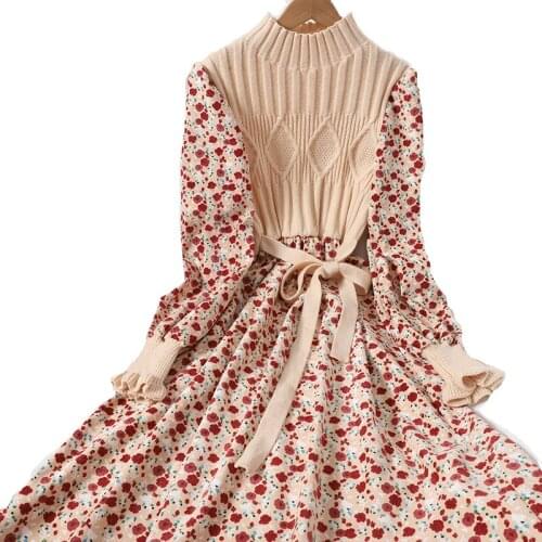 Office Lady Knitted Sweater pleated Dress Female Casual Long Sleeve Midi Dress Elegant Autumn Winter Bottoming Dress women 2020