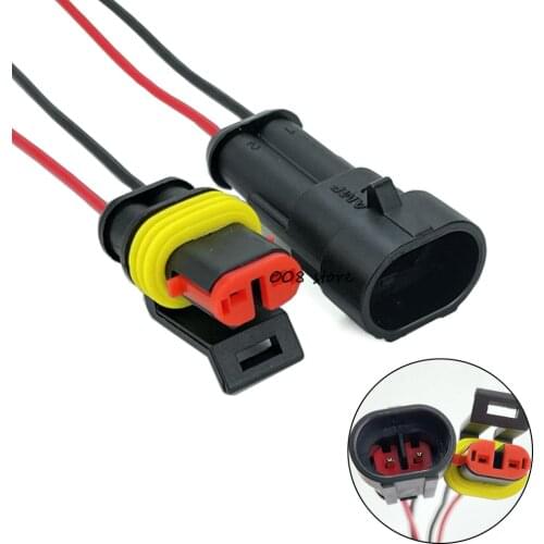 1set 2 Pin Auto Way Male & Female Waterproof Electrical Connector Plug with cable