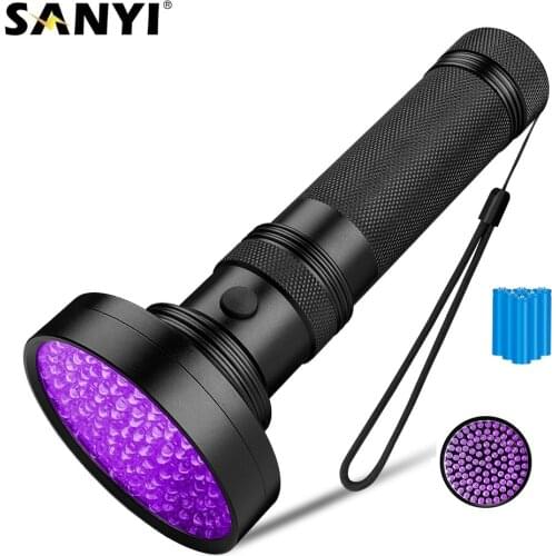 100 LEDs UV Blacklight 395nm Ultraviolet Flashlight Torch Light Lantern Hand Lamp Pet Urine Stains Detector Scorpion Hunting AA