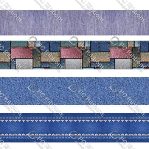 16-75MM New Design Denim Pattern Printed Grosgrain Polyester Ribbon 50 Yards Gift Wrapping Diy Bows Wedding Drections Ribbons