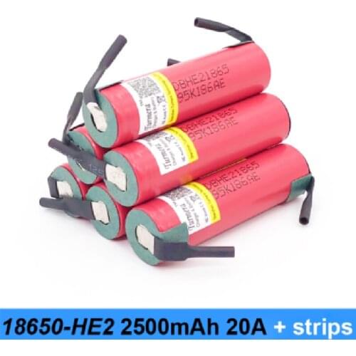 18650 HE2 2500mAh 20A Batteries Battery for Screwdrivers with Strips Soldered Turmera A12