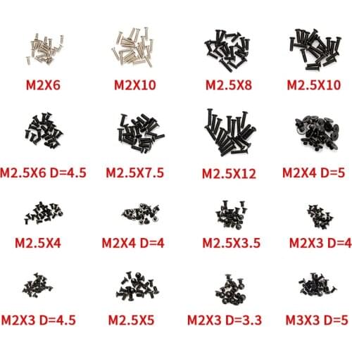 320Pcs Assorted Laptop Screw Set Assemble Fastening Flat Head Black Repair Case