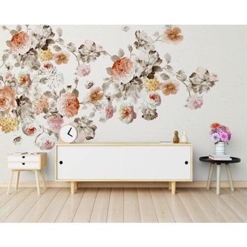 Hand drawn nostalgic rose flower 3d wallpaper mural papel de parede,living room TV sofa wall bedroom kitchen restaurant cafe