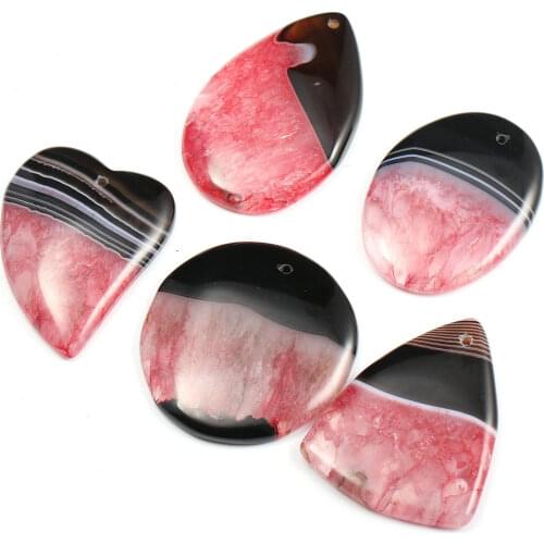5pcs / Lot Black Red Striped Agates Pendant Reiki Healing Natural Stone Meditation Amulet DIY Jewelry Natural Stone Charms