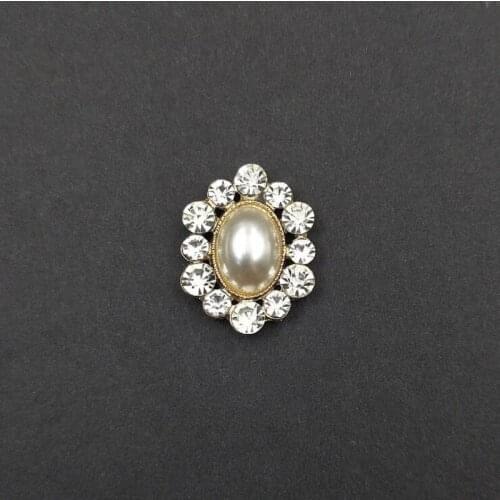 50pcs Oval Pearl Crystal Rhinestone Appliques Sew On Flatback Jewelry strass Brooch Buckle Garment Hairpin Hair Clip Decoration