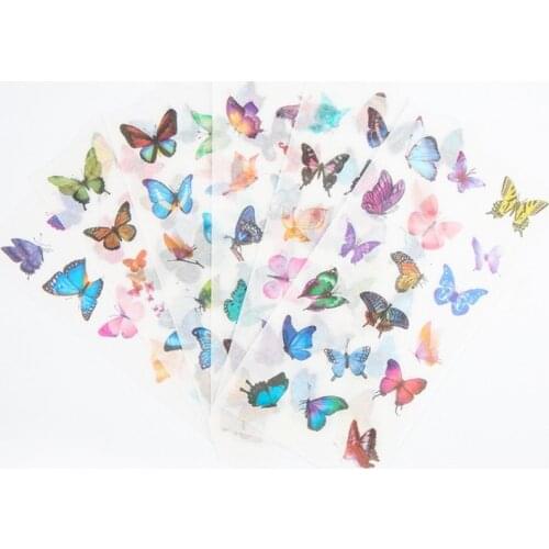 6 Sheets/set PVC Transparent Stickers Beautiful Butterfly Decoration Album Scrapbook Decoration Stickers