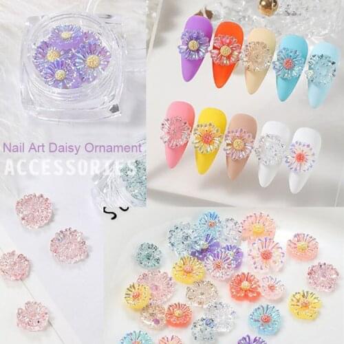 6pcs/Box Nail Art Daisy Ornament Fashion Daisy flower Rose Wraps Slider for Nail Art Decoration Manicure