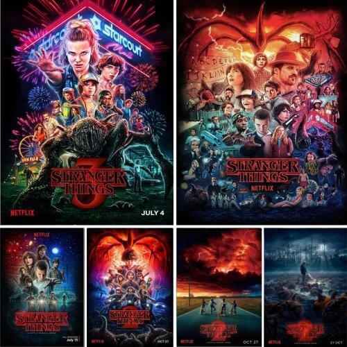 Diy 5d diamond painting Stranger Things Poster Season 3 Diamond embroidery diamond mosaic full round picture of rhinestones Gift