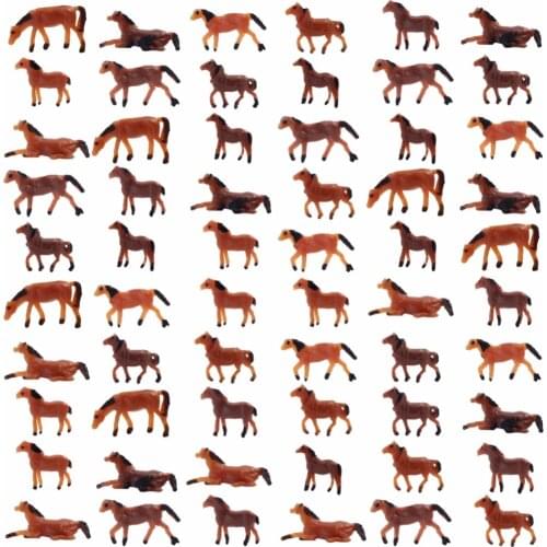 AN15002 60pcs 1:150 Well Painted Model Farm Animals Model Horses N Scale Scenery Landscape Layout 6 Poses