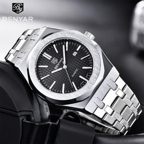 Benyar Design 2021 New Top Luxury Brand Men' Quartz Business Watches Stainless Steel Waterproof Luminous Watch Relogio Masculino