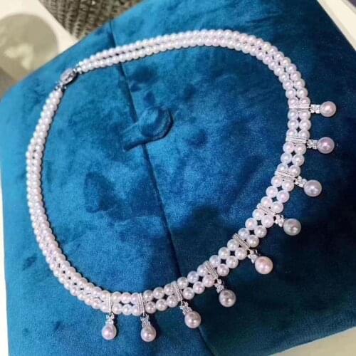 2 layer natural pearl necklace elegant ladies dress wedding jewelry gorgeous short necklace