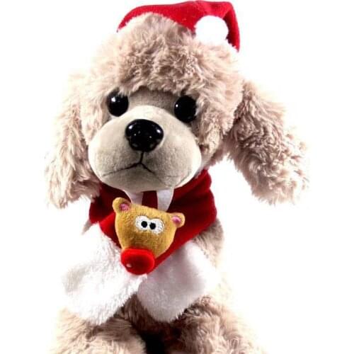 Double sided Plush Pet Christmas scarf Dog Cat Hat pet products new year Christmas Plush Toy Decoration