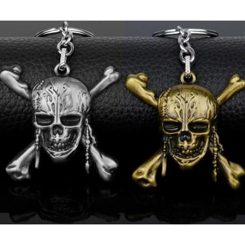 Movie Jewelry Pirates of the Caribbean Captain Jack Sparrow Skull Mask Keychain Key Rings for Women Men Accessories key chain