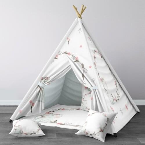 Play Tent for Kids Wigwam Portable Indoor Playground Tents Children Bedrooms White Kitten Cat Circle Model 1417