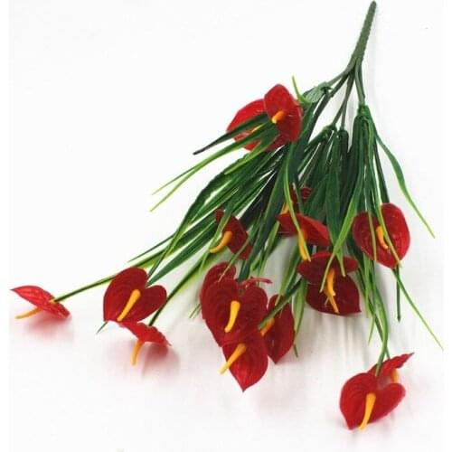 7 Forks Anthurium Artificial Plant Green Plant Pot Home Decoration Garden Artificial Grass Fake Plants Artificial Flowers