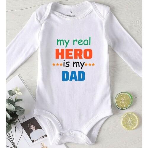 Baby Onesies Printing My Real Hero Is My Dad Kids' Things Bodysuit for Newborns Cotton Winter Jumpsuit Kids Baby Clothes