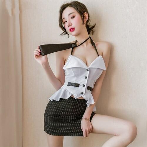 New Teacher Secretary Uniform Set Allure Cosplay Costume Sexy Tie Tights Package Hip Skirt Sexy Lingerie Erotica Underwear