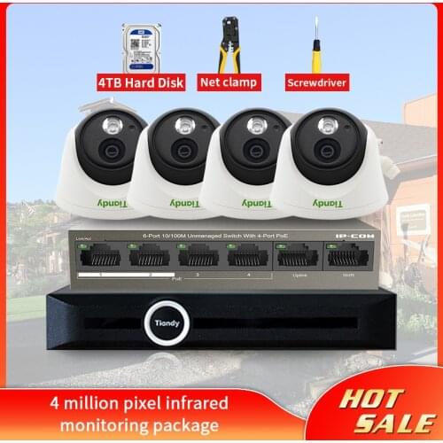 JSMAX 4CH 4MP HD POE NVR Kits Outdoor IP Cameras CCTV Surveillance System P2P Video Surveillance Set CCTV System