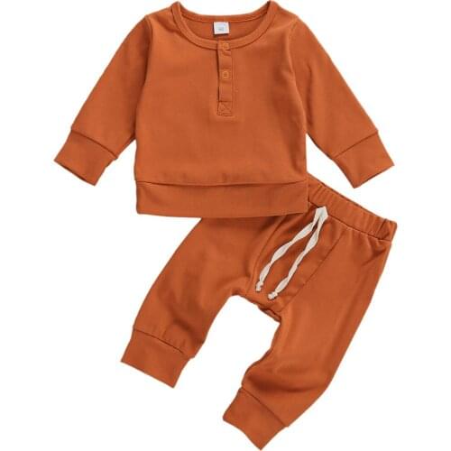 0-18M Newborn Kid Baby Boy Girl Clothes set Long Sleeve Top and pant suit Cute Sweet Cotton Outfit Sleepwear Home wear