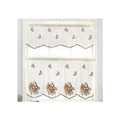 Kitchen Curtain Embroidered Fruit Curtain Embroidered Cafe Window Curtain Home Decoration