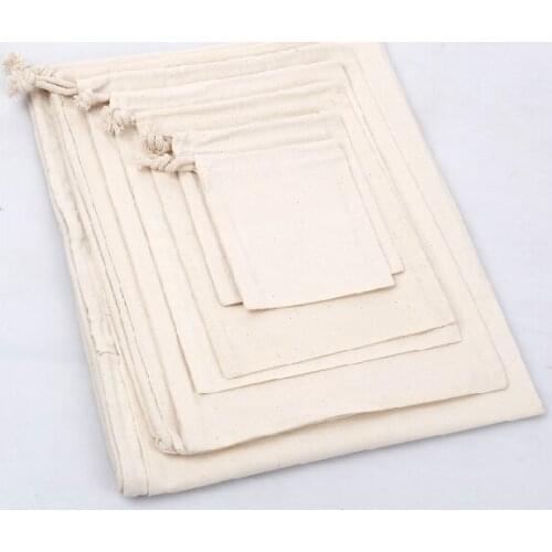 High quality cotton small drawstring bag custom logo printing 7*9cm cotton fabric gift bags for jewelry storage and packaging