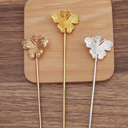 10 Pieces Butterfly Metal Hair Sticks Hairpins Headwear Step Shake Making Bridal Chopsticks Hair Accessories