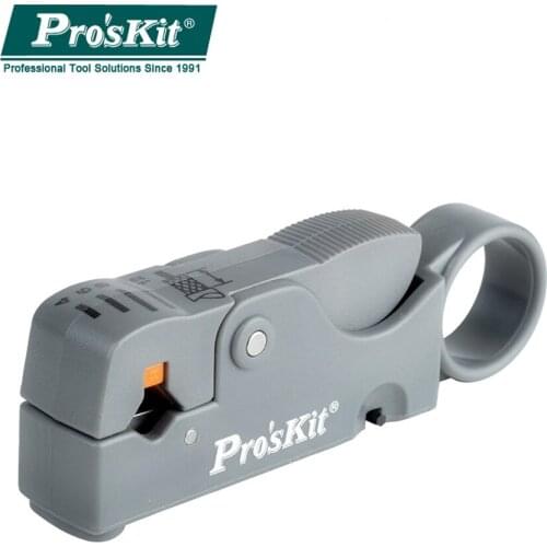 ProsKit 6PK-332 Multifunction Wire Stripper Cable Cutters Adjustable Distance Coaxial Stripping Pliers Rotary Double Blades