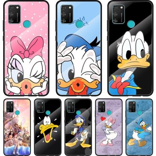 Cartoon Donald Duck Tempered Glass Cover For Honor 30 20 10 9X 8X Pro Plus Lite Silicone Phone Case Coque