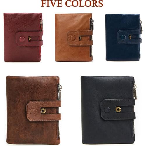Men Wallets Unisex Wallet Women Men Wallet Genuine Leather Vintage Coin Purse Small Perse RFID Card Holder Carteira Hombre Gift