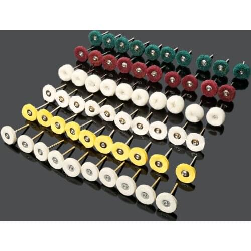 60Pcs 25mm Mixed Wool Felt Cloth Polishing Wheel Buffing Pad Brushes Kit for Mini Drill Metal Remove Oxide Deburring Rotary Tool