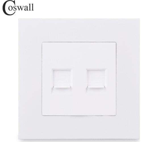 COSWALL Simple Style PC Panel Wall Socket 2 Gang CAT5E RJ45 Internet Outlet Computer Data Jack Black White Gold Grey E20 Series