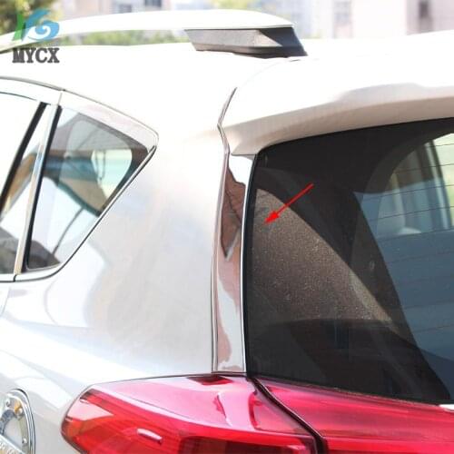 Stainless rear window spoiler side bevel cover trim for toyota RAV4 RAV 4 2014-2016