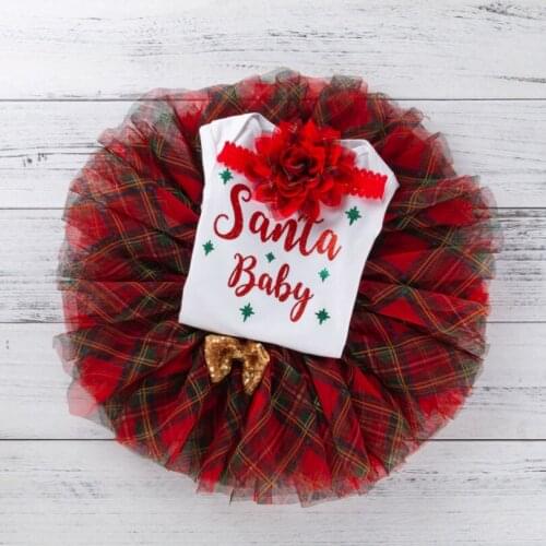 New Year Baby Girl Christmas Dress Girls Merry Christmas Dress Sets Children Kids Cotton Rompers Girls Tutu Santa Clus Costume