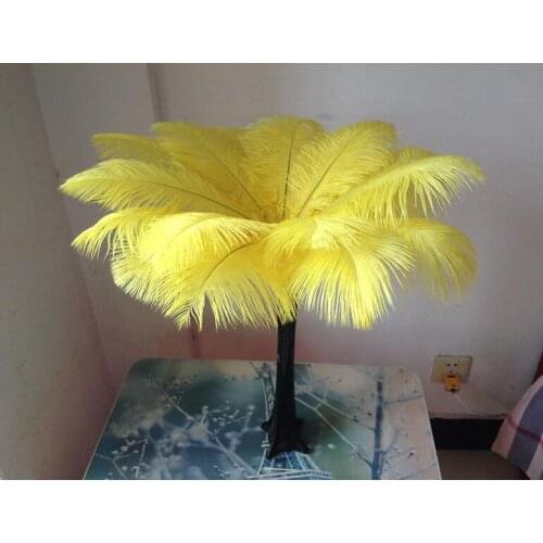 Wholesale 100pcs yellow Ostrich Feathers 12-14 inches/30-35cm wedding party decorative ostrich feather hair South Africa