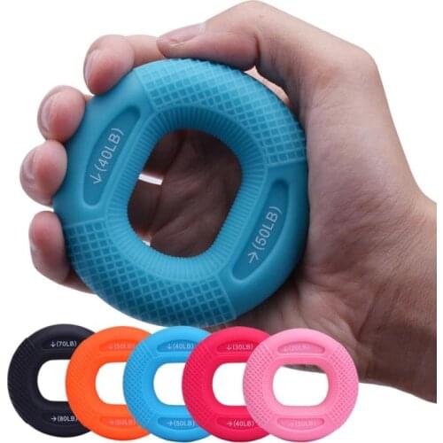 Portable Silicone Adjustable Hand Grip 20-80Lb Gripping Ring Finger Forearm Trainer Muscle Workout Exercise Gym Fitness