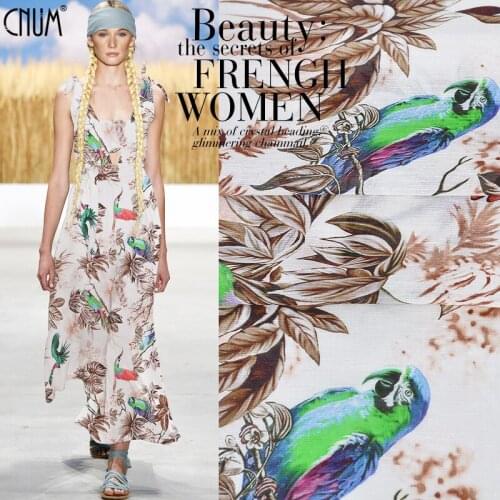 CNUM SL083 Silk Linen/ The Parrots /Silk Fabric 30% Silk 70% Linen Thin/Width1.48yd Thickness 12mm