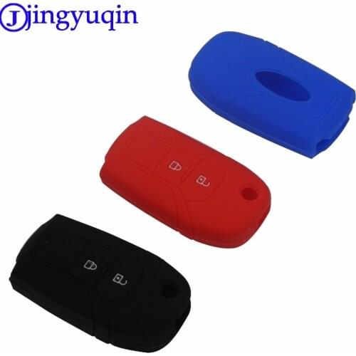 Jingyuqin 2 Buttons Silicone Remote Flip Car-Styling Key Cover Case for Ford