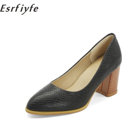 ESRFIYFE 2020 New Women Pumps Snakeskin Grain Women Shoes Round Toe High Heels Sexy Party Outdoor Club Footwear Large Size 34-48
