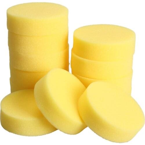 12PCS Wax sponges Round Car Polish Sponge Car Wax Foam Sponges Applicator Pads for Clean Car Cleaner Care Tools Glass Yellow