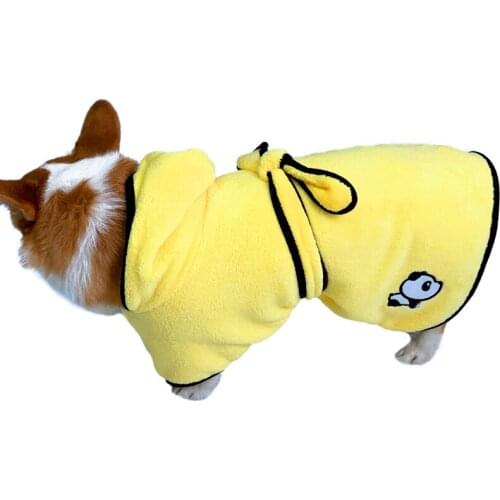 Pet Embroidered Bathrobe Coral Fleece Absorbent Warm Comfortable Home Clothes Cape Style Pet Bathrobe