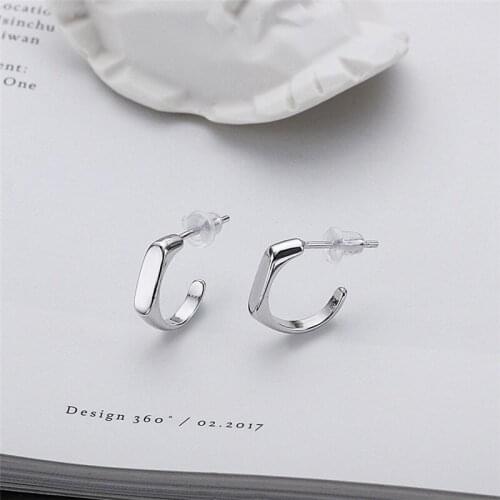 YPAY Pure 100% 925 Sterling Silver Geometric Studs Earrings For Women Girls Fine Party Jewelry Gifts YME378