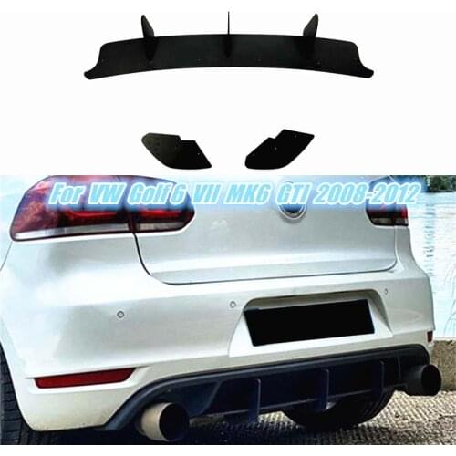 Rear Diffuser Protector Rear Bumper Lip Trunk Spoiler For Volkswagen Golf 6 VII MK6 GTI R20 2008-2012 Black Car Styling