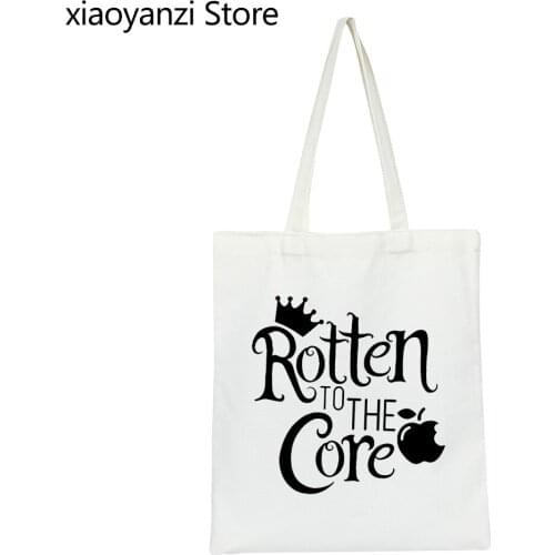 Rotten to the core evil queen Print Women Shoulder Bags Casual Funny Handbags For Lady Girl Eco Reusable Shopping Bag SL-193
