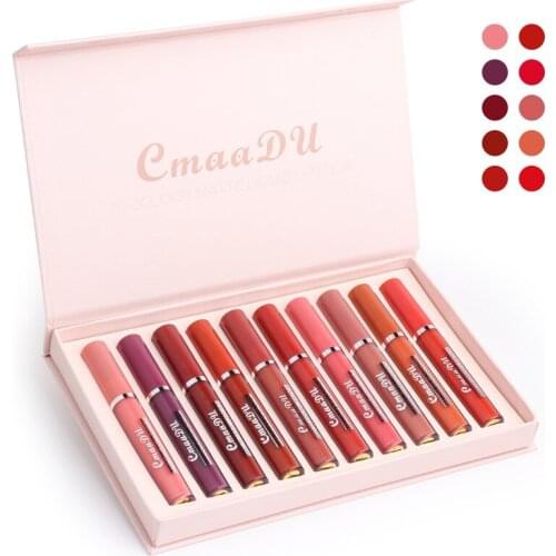 10 Piece/set Velert Matte Lipgloss Liquid Lipstick Pen Lips Matte Lip Gloss Makeup Waterproof Long-lasting Moinisturizer